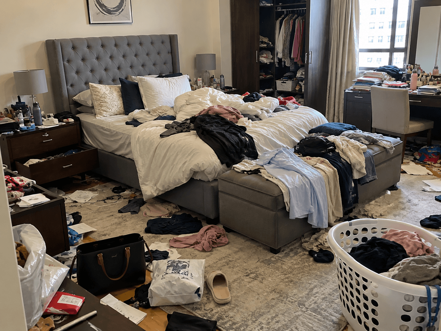 Piles of unsorted items everywhere
